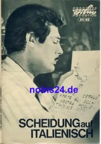 Scheidung auf Italienisch - Italienischer Film  mit Marcello Mastroianni Daniela Rocca 34/65 Progress Programm
