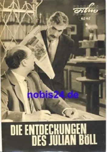 Die Entdeckungen des Julian Böhl DEFA-Film mit Raimund Schelcher, Jürgen Frohriep 62/62 Progress Programm