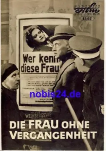 Die Frau ohne Vergangenheit mit Sybille Schmitz, Albrecht Schoenhals 47/63 Progress Programm