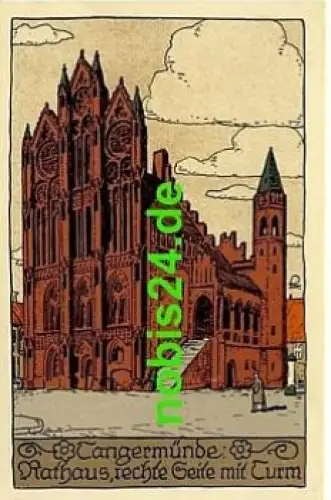 39590 Tangermünde Rathaus Steindruck  *ca.1920