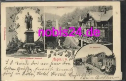 Hagen Westfalen Gasthof Bahnhof Denkmal o ca.1910