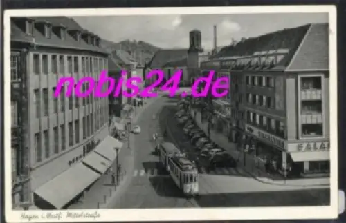 Hagen Westfalen Mittelstrasse Strassenbahn  *ca.1950