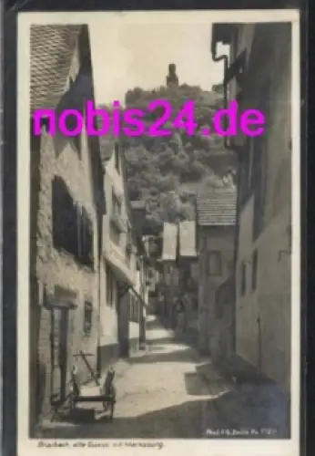 56338 Braubach Gasse mit Marksburg o ca.1930