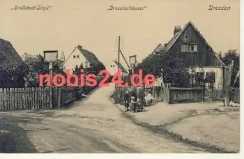 Ostragehäge Dresden Drescherhäuser Großstadt Idyll *ca.1900