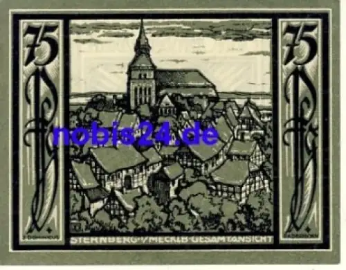 19406 Sternberg Notgeld 75 Pfennige 1922