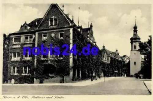 01587 Riesa Elbe Rathaus und Kirche *ca.1940