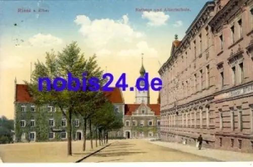01587 Riesa Elbe Rathaus Albertschule o 1914