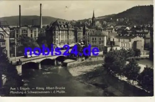 08280 Aue König Albert Brücke Bus *ca.1930