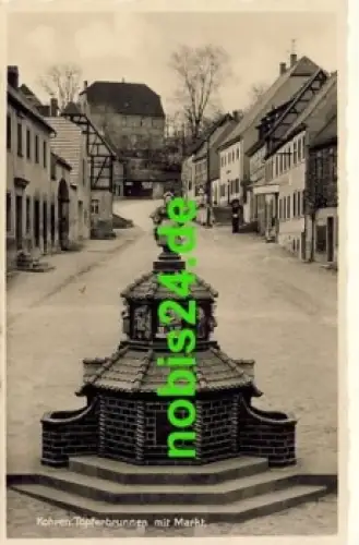 04655 Kohren Töpferbrunnen mit Markt *ca.1935