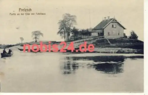 06909 Pretzsch Elbe Partie mit Fährhaus o ca.1920