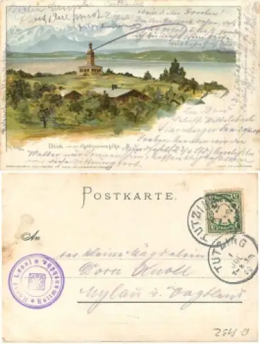 82319 Starnbergersee Rottmannshöhe Künstlerkarte R. Lipps o 1.7.1900