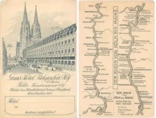Köln Komödienstrasse Grand-Hotel Belgischer Hof Litho *ca.1900