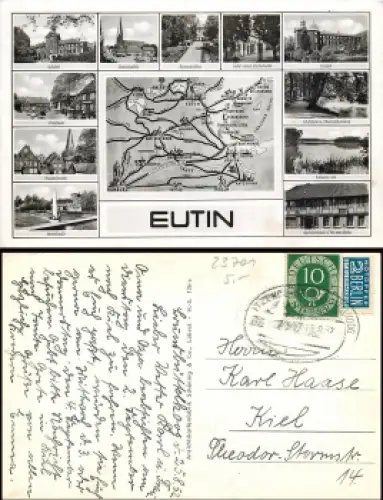 23701 Eutin mit Landkarte o 25.8.1952