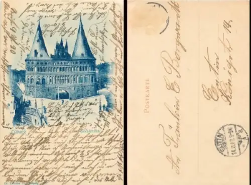 Lübeck Holstentor o 14.8.1902