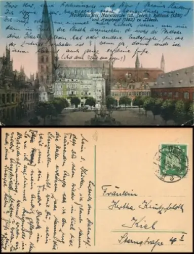 Lübeck Marktplatz mit Marienkirche o 27.5.1926