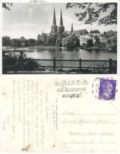 Lübeck Mühlenteich mit Dom und Museum o 30.4.1943
