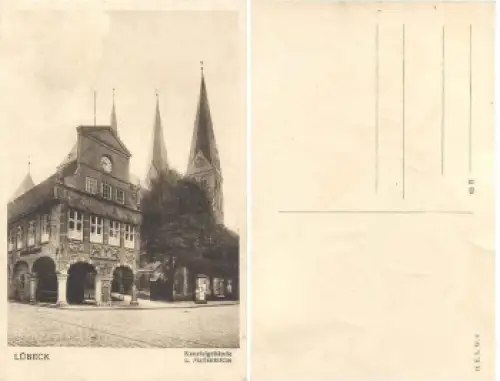 Lübeck Kanzleigebäude und Marienkirche *ca. 1920