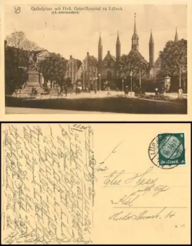 Lübeck Geibelplatz mit Heil. Geist Hospital o 5.1.1934