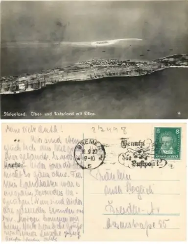 27498 Helgoland, Luftaufnahme mit Dühne o 10.9.1927