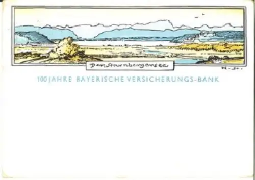 82319 Starnbergersee Künstlerkarte H. St. Werbekarte der Bay. Versicherungsbank o 31.12.1935