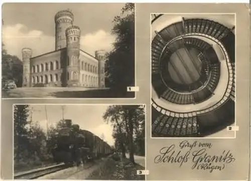 Schloß Granitz mit Kleinbahn "Rasender Roland" o 27.8.1969