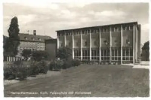 Herne Holthausen Volksschule mit Hallenbad o 23.6.1961