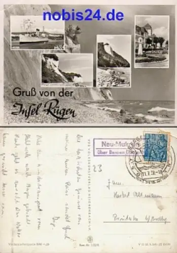 18546 Neu-Mukran Landpoststempel auf AK o 11.7.1958