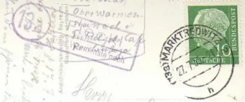 95485 Fleckl Posthilfsstellenstempel auf AK WArmensteinach, o 27.7.1955