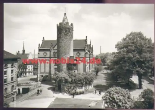 07381 Pößneck Weißer Turm mit Schule o 12.3.1979
