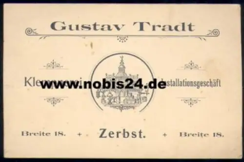 39261 Zerbst Werbekarte Klempner Tradt ca. 1900