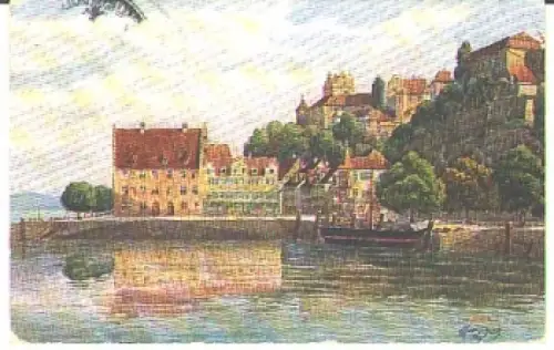 88709 Meersburg am Bodensee der Hafen Künstlerkarte V. Marschall, o 15.4.1943