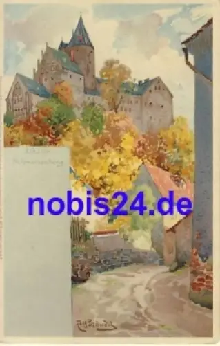 08340 Schwarzenberg Schloss Künstlerkarte *ca.1900