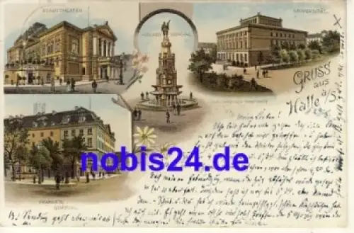 Halle Saale Litho Universität Denkmal o 1907