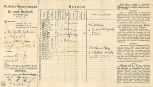 08645 Bad Elster Badekurkarte Ärtzliche Verordnung 1933