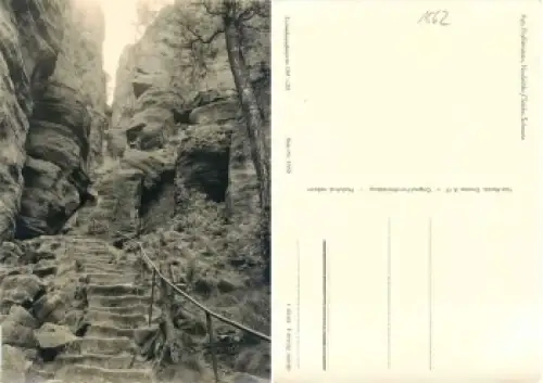 01824 Pfaffenstein Nadelöhr Kletterfelsen Sächsische Schweiz *1963 Hanich1562