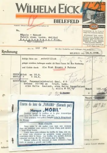 Bielefeld Sackfabrik Wilhelm Eick Briefkopf mit Muster1936