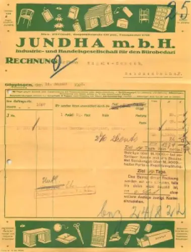 Göppingen Bürobedarf Jundha Briefkopf 1922
