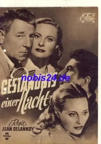 Geständnis einer Nacht - Französisch Englischer Film mit Michele Morgan Jean Gabin Daniel Gelin  Das Neue Film Programm