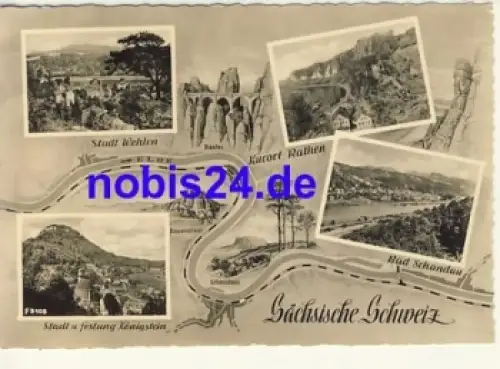 01814 Sächsische Schweiz mit Landkartenabbildung o 1960