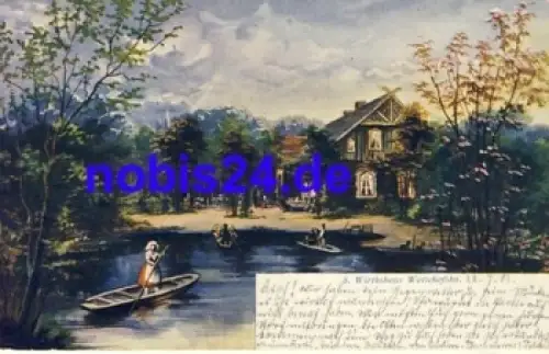 03222 Lübbenau Gasthof Künstlerkarte *ca.1901