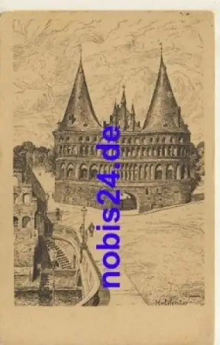 Lübeck Holstentor Künstlerkarte o 1928