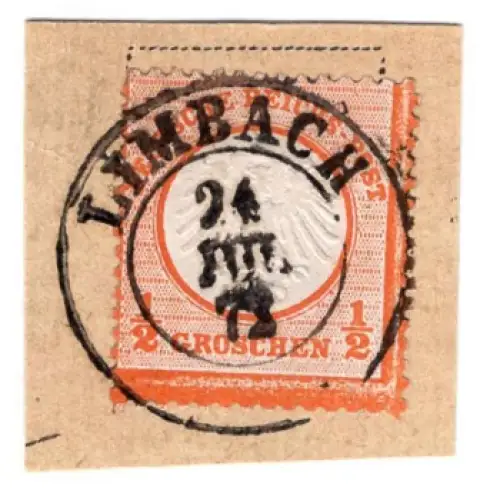 Michel 14 Adler mit kleinem Brustschild 1/2 Groschen auf Briefstück