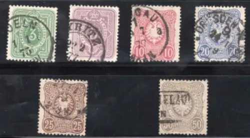 Michel 31-36 Freimarken Ziffer bzw. Reichsadler im Oval Pfennige