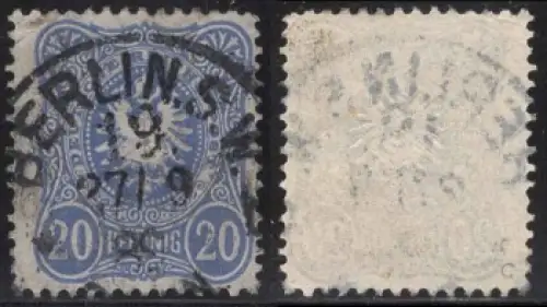 Michel 42c Freimarke Reichsadler im Oval 20 Pfennig ​geprüft