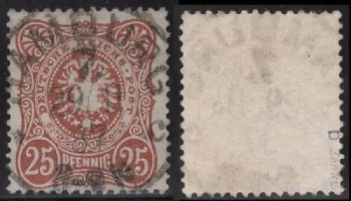 Michel 43b Freimarke Reichsadler im Oval 25 Pfennig geprüft Zenker