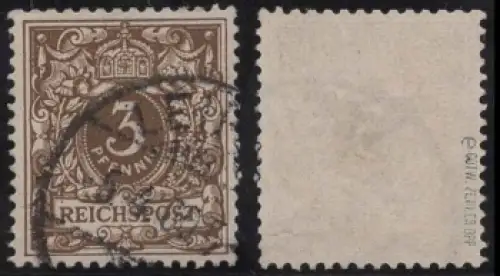 Michel 45e Freimarke Krone und Wertziffer im Perlenoval 3 Pfennig geprüft Zenker BPP