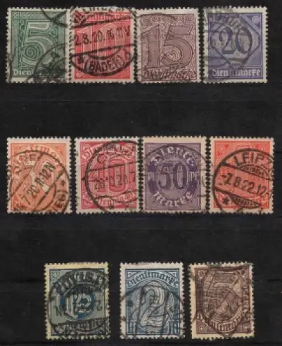 Michel Dienstmarken 23-33 ohne Ablösungsziffer gestempelt