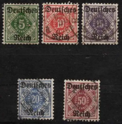 Michel Dienstmarken 52-56 Württemberg Abschiedsausgabe gestempelt