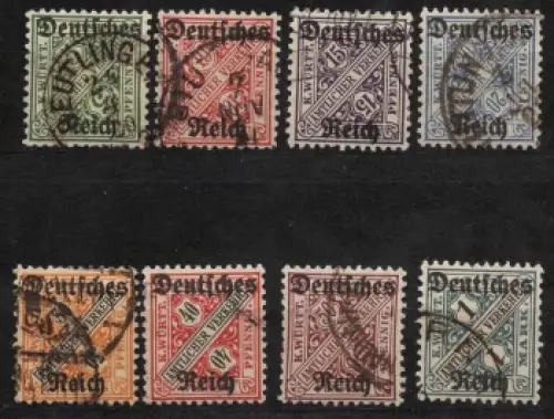 Michel Dienstmarken 57-64 Württemberg Abschiedsausgabe gestempelt