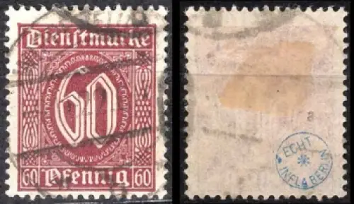 Michel Dienstmarken 66a Wertziffern Wasserzeichen 1 gestempelt geprüft